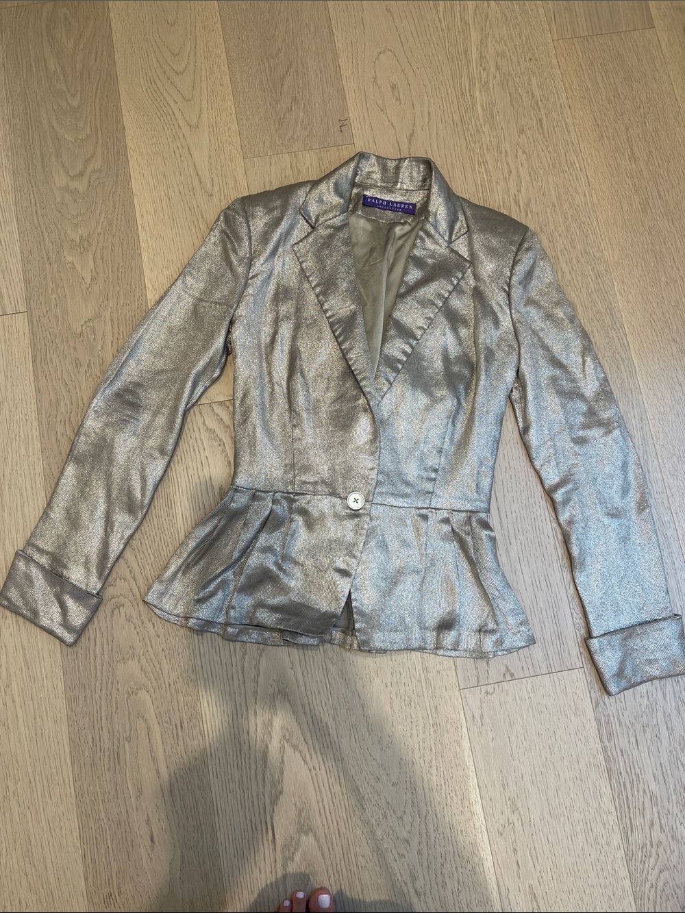 Ralph Lauren Collection Metallic Silver Peplum Blazer - Size 2 or 4